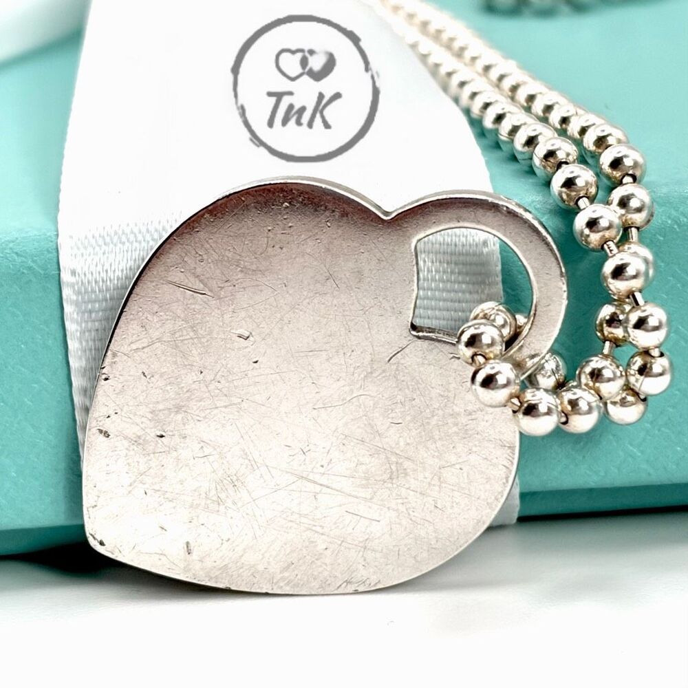 Tiffany & Co. Beaded 34” Chain Return to Tiffany Heart Tag Necklace in Silver - Picture 4 of 9